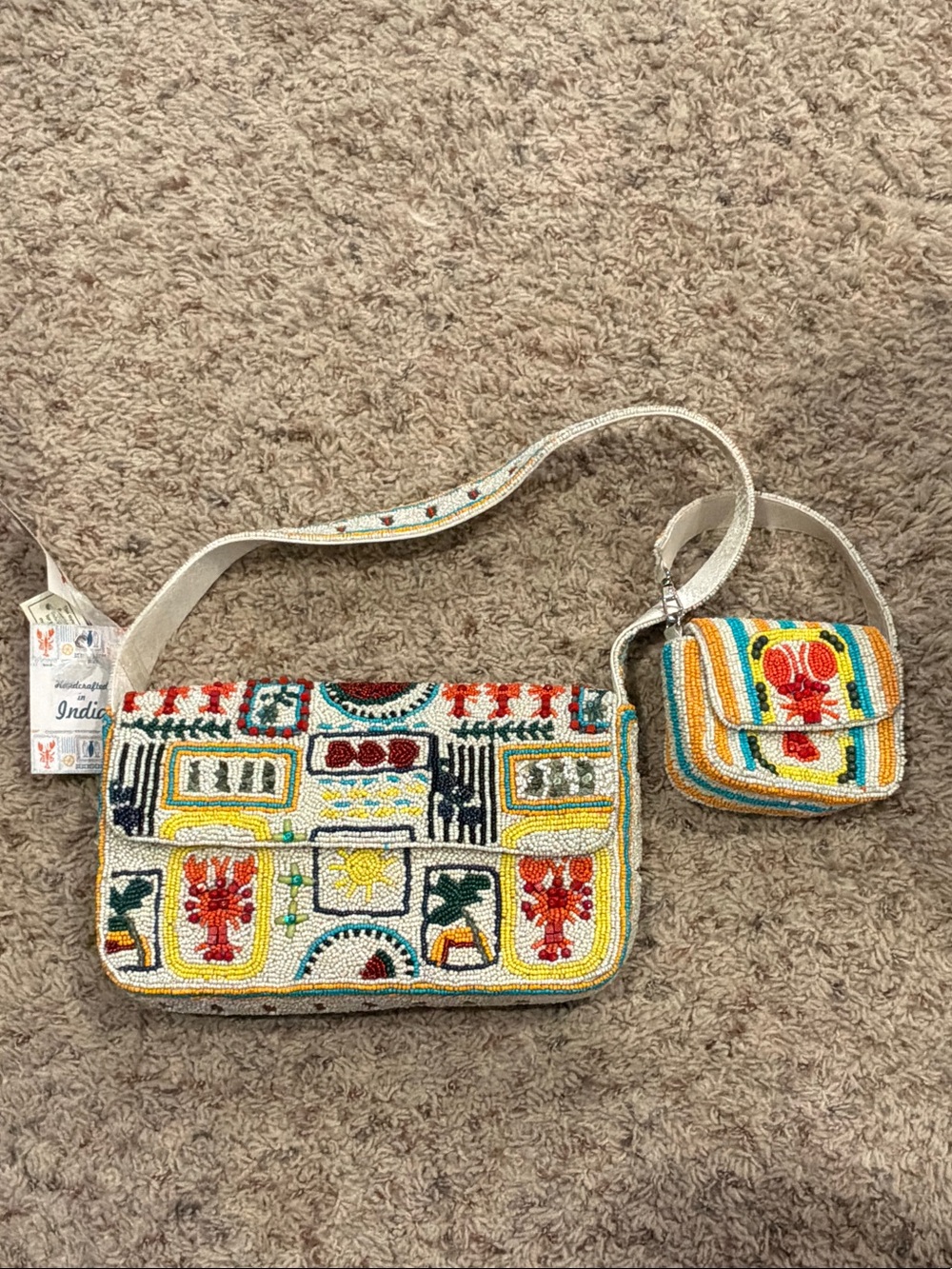 Multiple Motif Beaded Purse With Mini